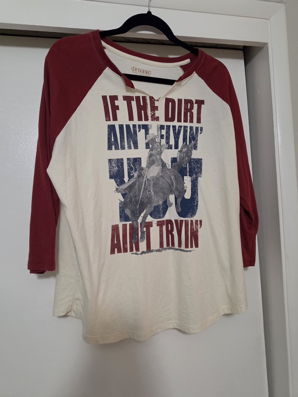 Shyanne White Tee with Red Trim